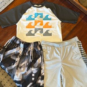 Boys size 14 swim shirt Nike shorts